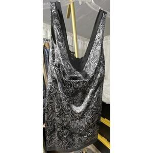 NWOT Jones Wear Sheath Dress Women's Size 14 Black/Silver Sleeveless V-Neck